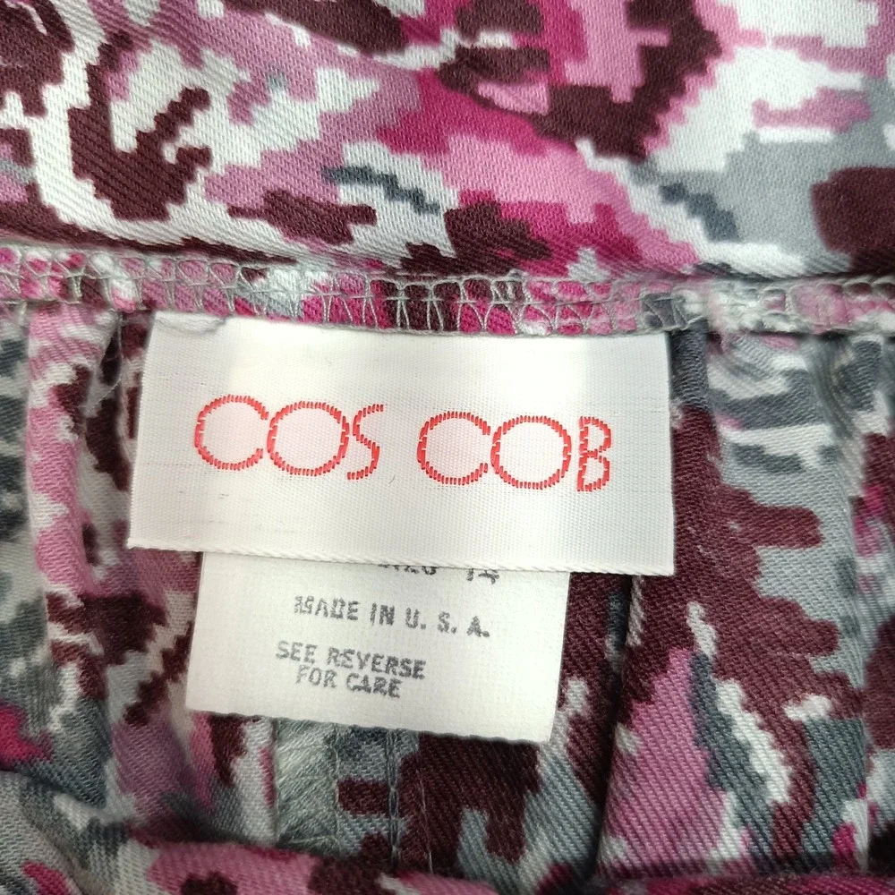 Vtg Cos Cob Pink Floral Skirt Set 2 Piece Blouse Midi Skirt 12/14 USA‎ NWT 80s